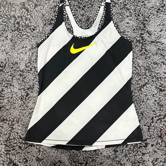 Nike Tops - Nike Women's Diagonal Striped Tank Top with Yellow Swoosh